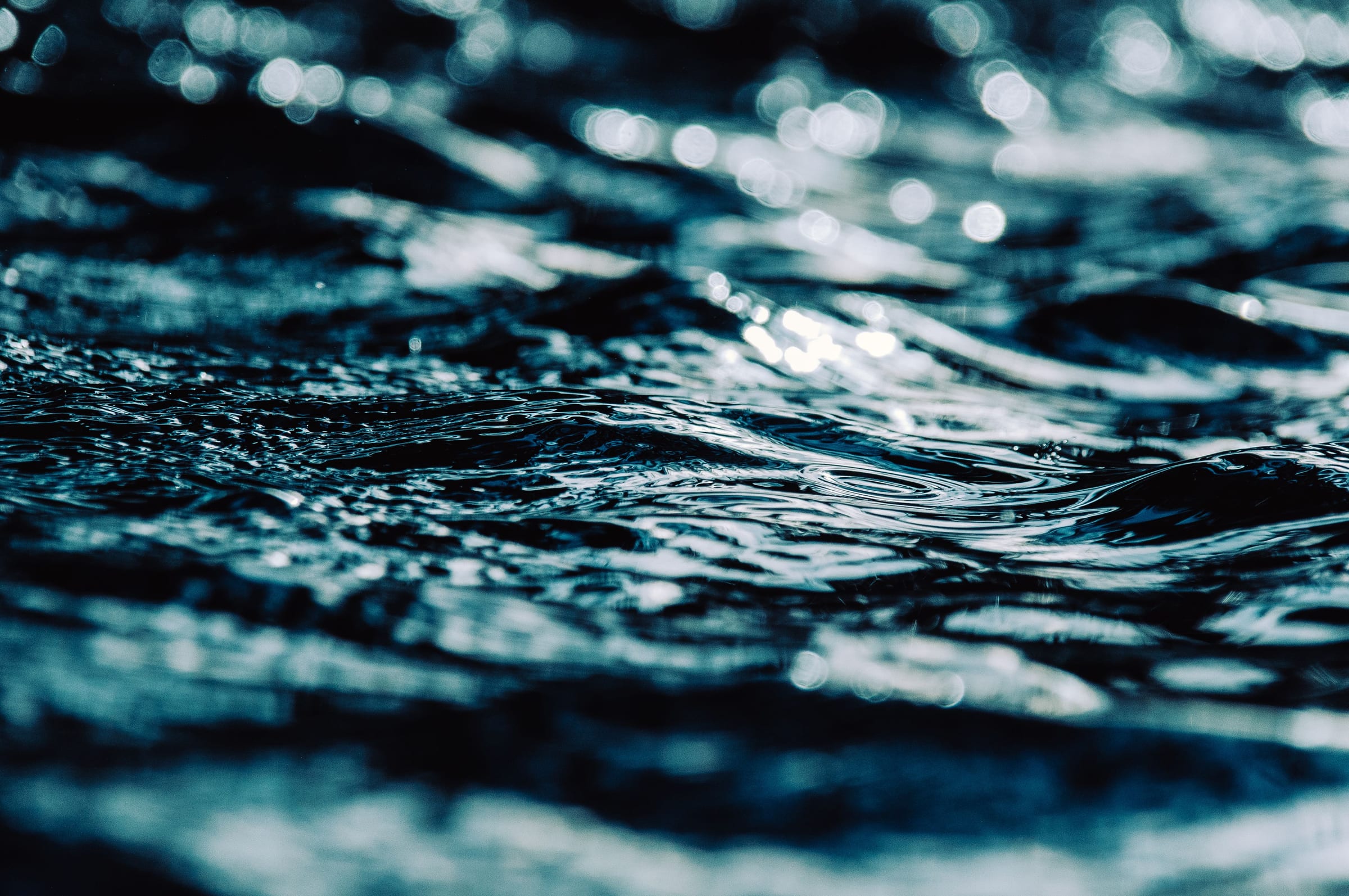 Deep blue water catching the light